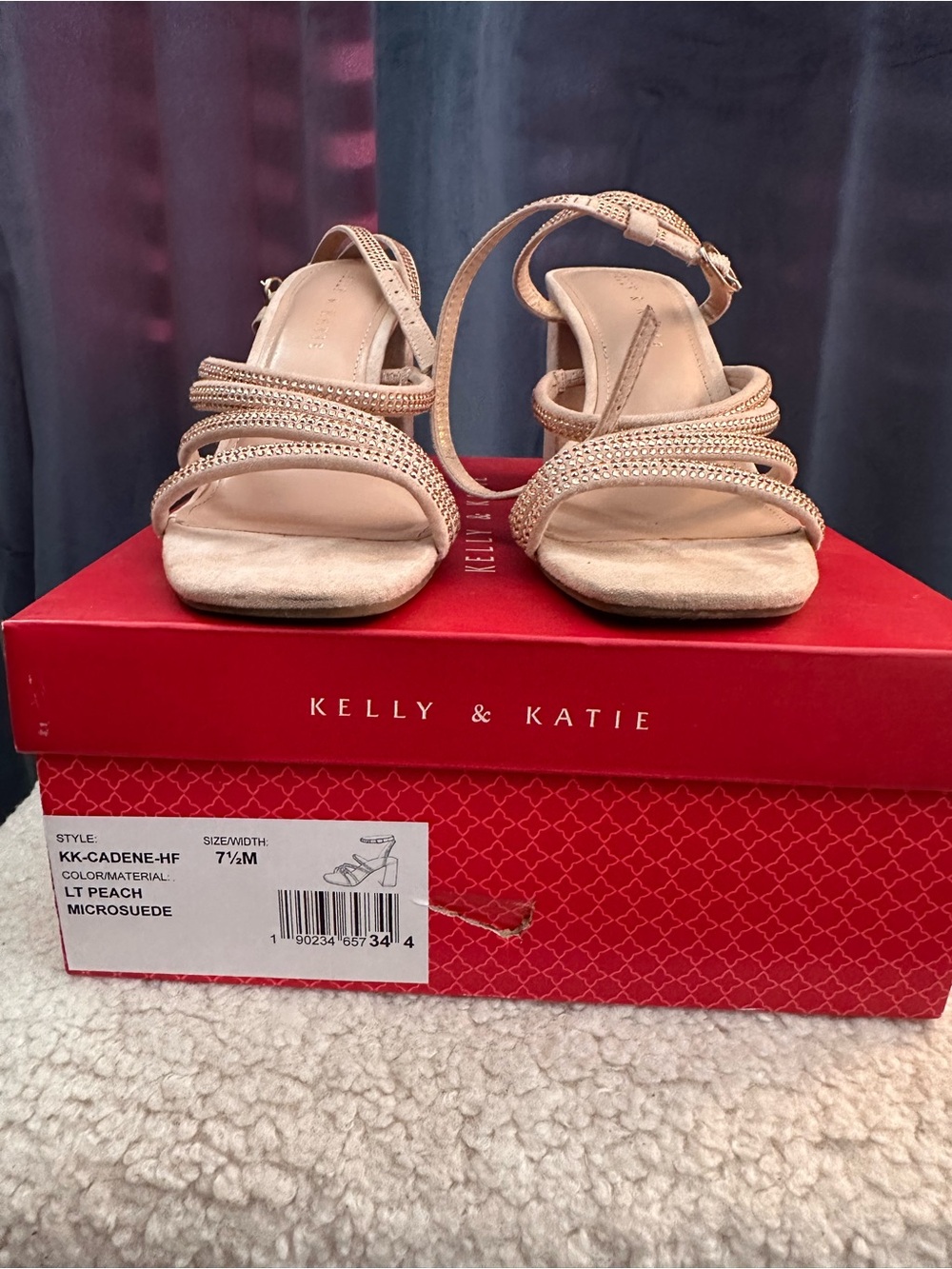 Kelly & Katie Peach Strappy Microsuede Heeled Sandals